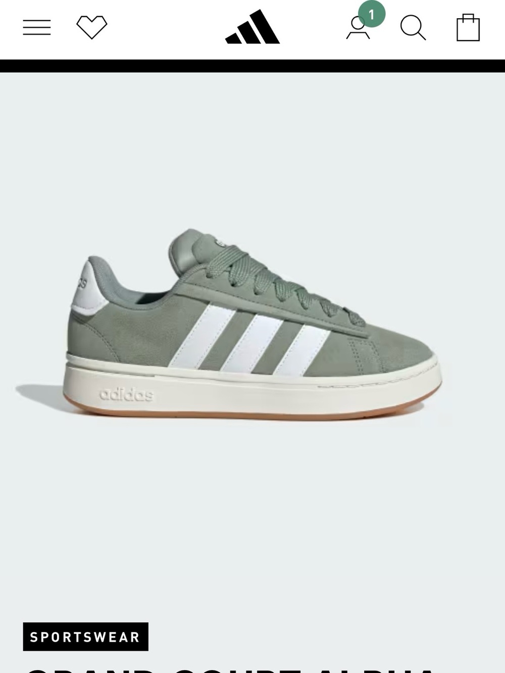 adidas Women’s Grand Court Suede Sneakers - Sage Green/White